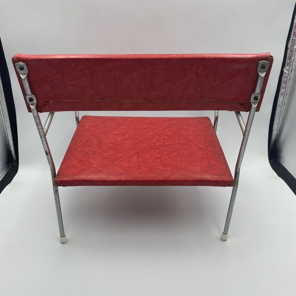 Vintage 1950s Retro Red Vinyl Child's Booster or Doll Chair Metal Frame - Picture 3 of 8